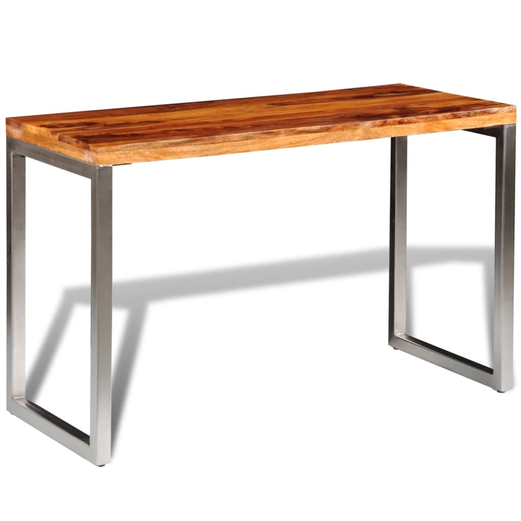 Solid Wood Dining Table Office Desk with Steel Leg